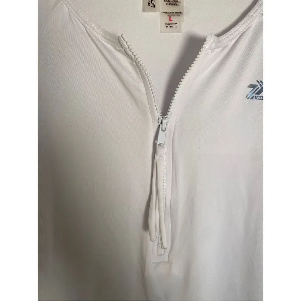 Zeroxposur women’s swimwear rash, guard, sun protection, 1/4 zip top size large